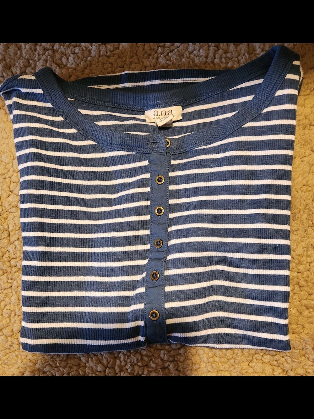 a.n.a Blue and White Striped Short Sleeve  Top